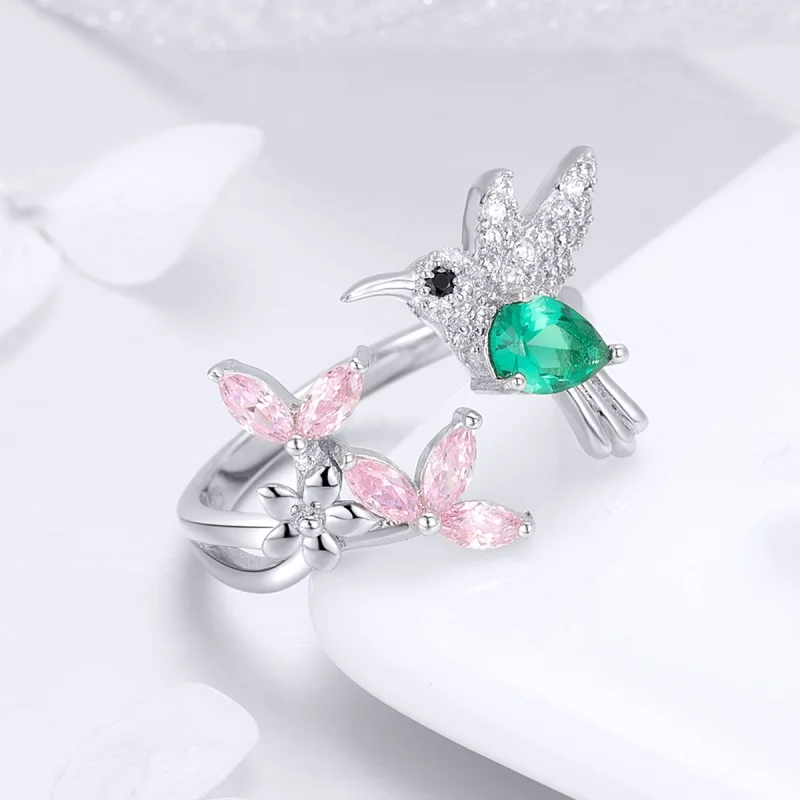 (Bild für) Offener Ring „Geschenk des Kolibri“ im Pandora-Stil aus Silber - BSR016 - Ansicht 4