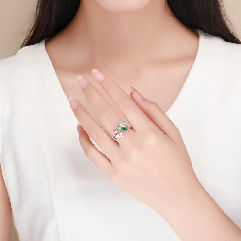 (Bild für) Offener Ring „Geschenk des Kolibri“ im Pandora-Stil aus Silber - BSR016 - Ansicht 5