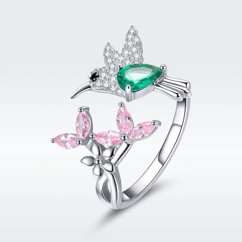 (Bild für) Offener Ring „Geschenk des Kolibri“ im Pandora-Stil aus Silber - BSR016