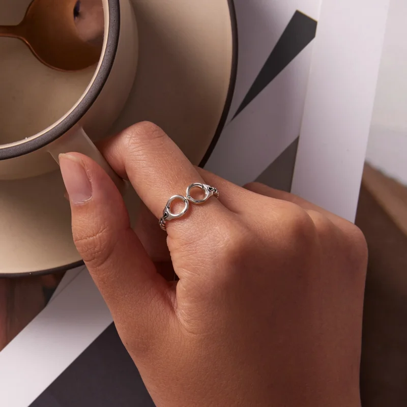 (Bild für) Offener Ring im kreativen Handschellen-Stil im Pandora-Stil - SCR791 - Ansicht 5