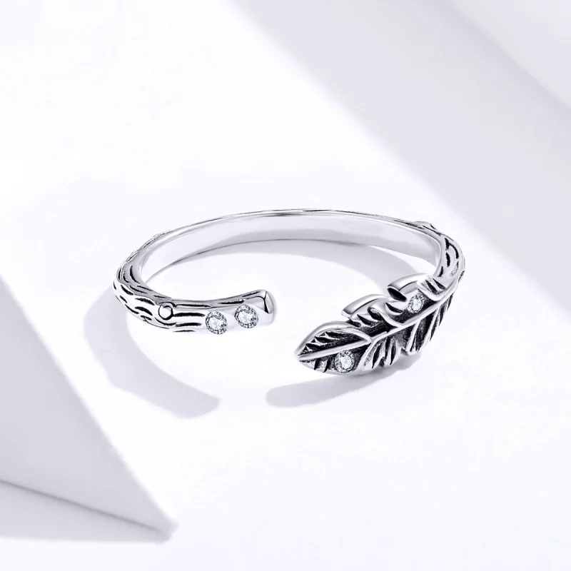 (Bild für) Offener Ring im Pandora-Stil aus Silber mit Vintage-Blättern - SCR639 - Ansicht 3
