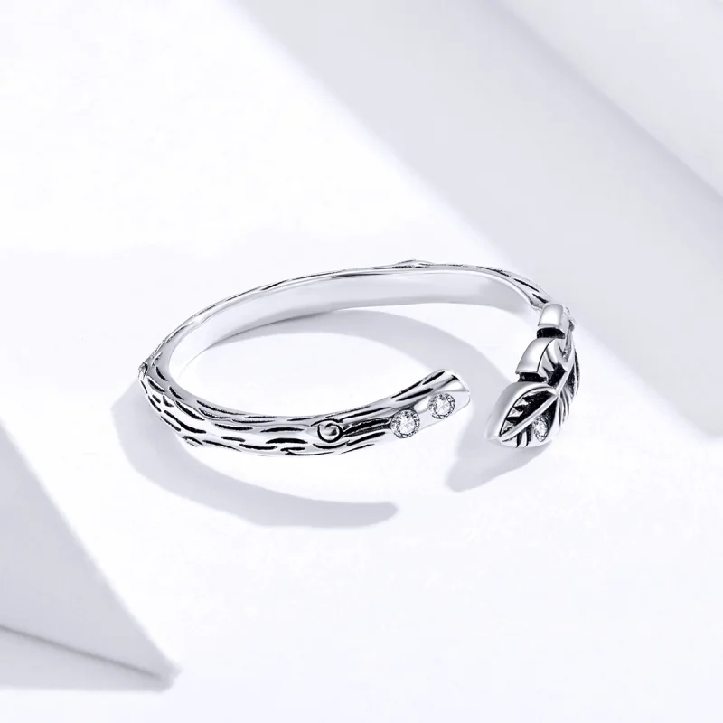(Bild für) Offener Ring im Pandora-Stil aus Silber mit Vintage-Blättern - SCR639 - Ansicht 4