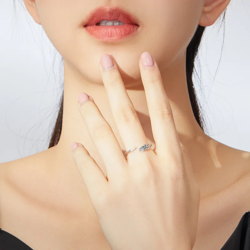 (Bild für) Offener Ring im Pandora-Stil aus Silber mit Vintage-Blättern - SCR639 - Ansicht 5