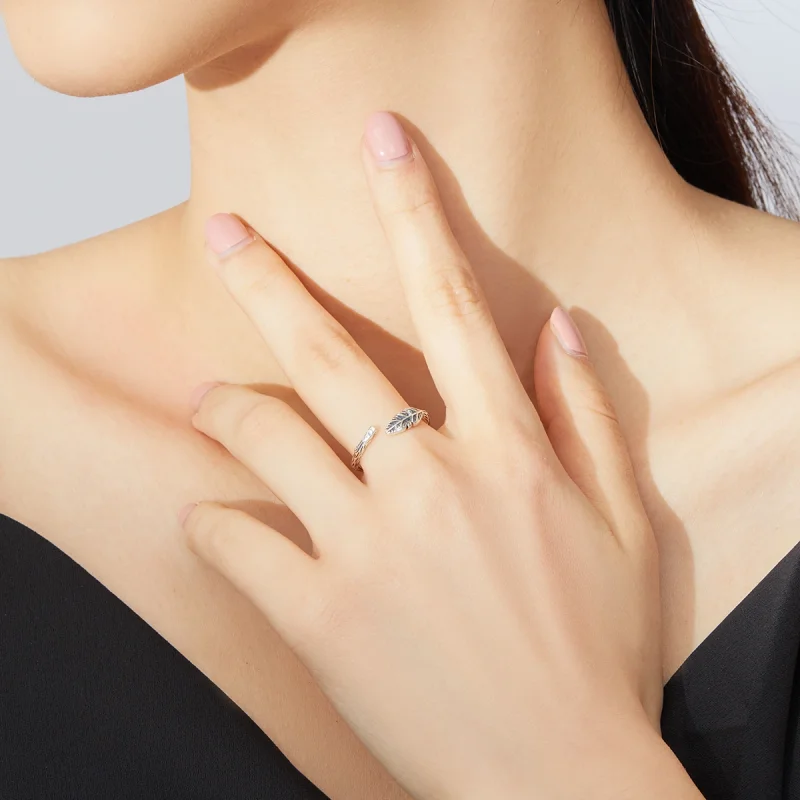 (Bild für) Offener Ring im Pandora-Stil aus Silber mit Vintage-Blättern - SCR639 - Ansicht 6
