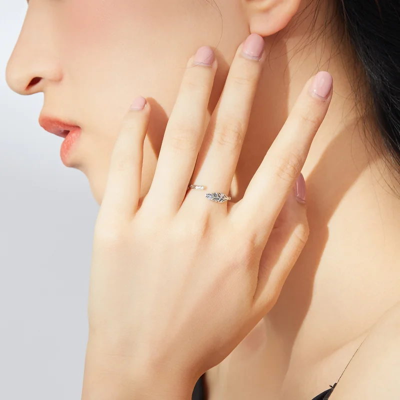 (Bild für) Offener Ring im Pandora-Stil aus Silber mit Vintage-Blättern - SCR639 - Ansicht 7