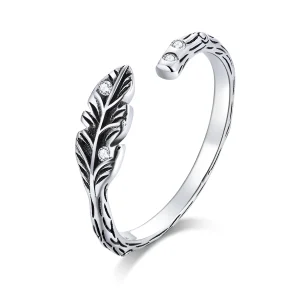 (Bild für) Offener Ring im Pandora-Stil aus Silber mit Vintage-Blättern - SCR639
