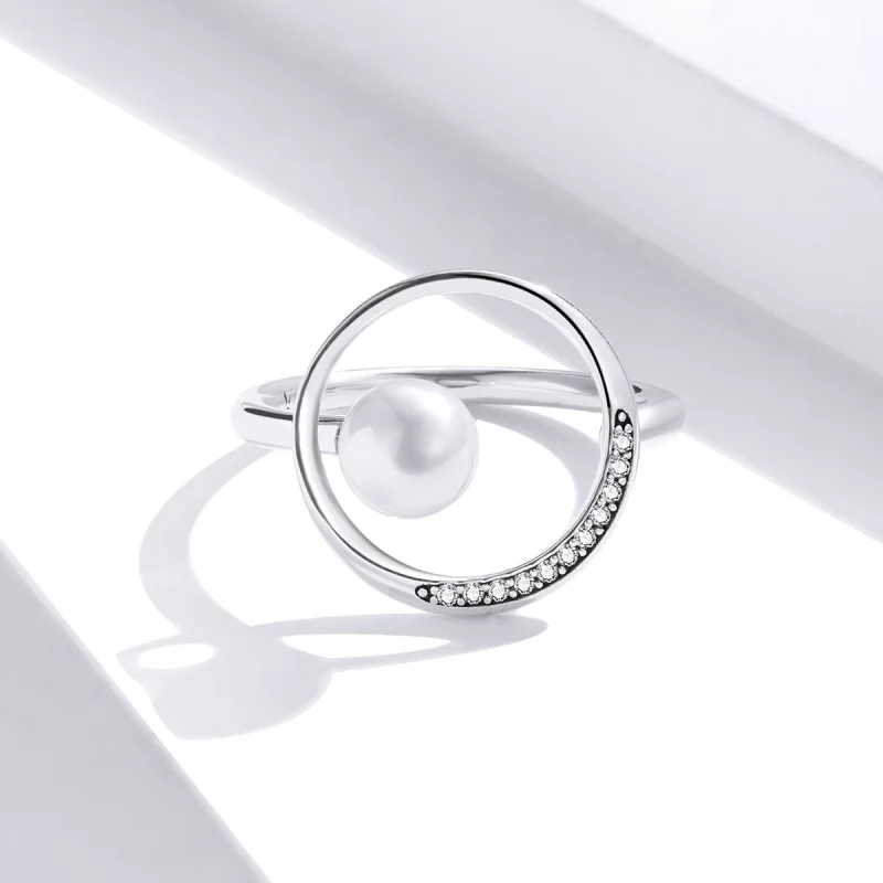 (Bild für) Offener Ring im Pandora-Stil aus Silber mit zarten Muschelperlen - SCR664 - Ansicht 2