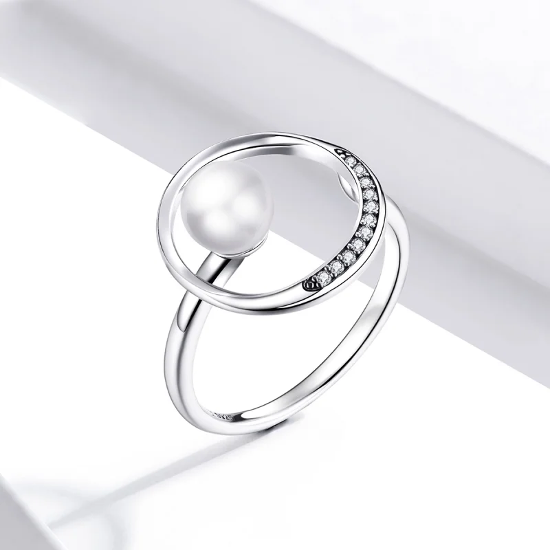 (Bild für) Offener Ring im Pandora-Stil aus Silber mit zarten Muschelperlen - SCR664 - Ansicht 3