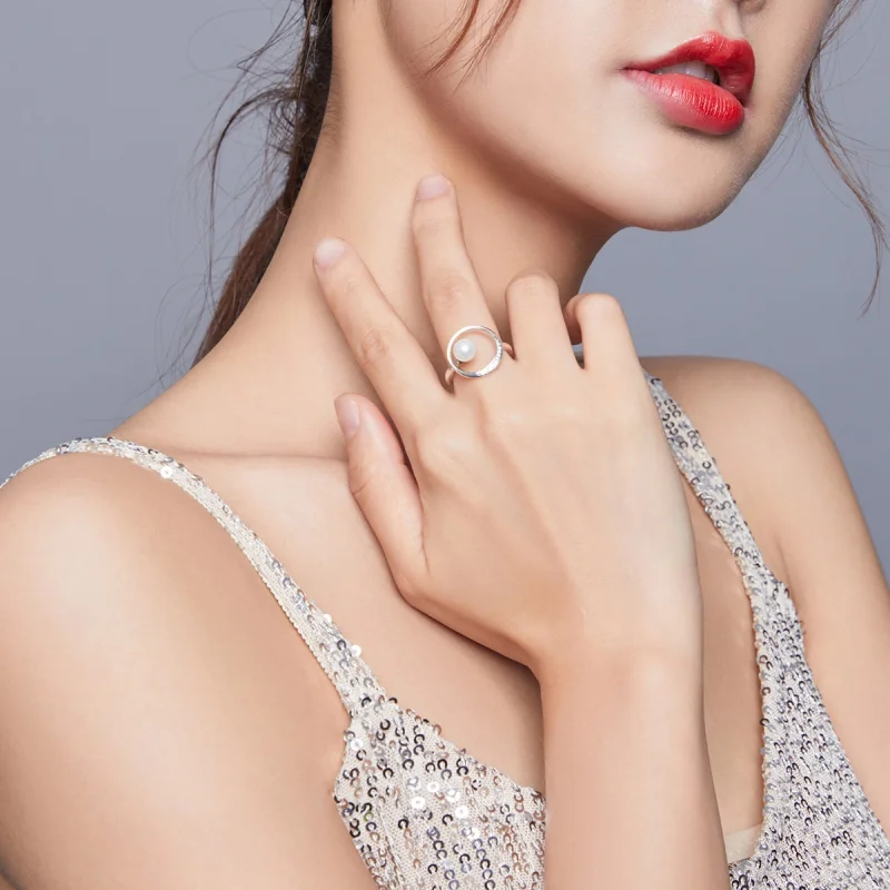 (Bild für) Offener Ring im Pandora-Stil aus Silber mit zarten Muschelperlen - SCR664 - Ansicht 6