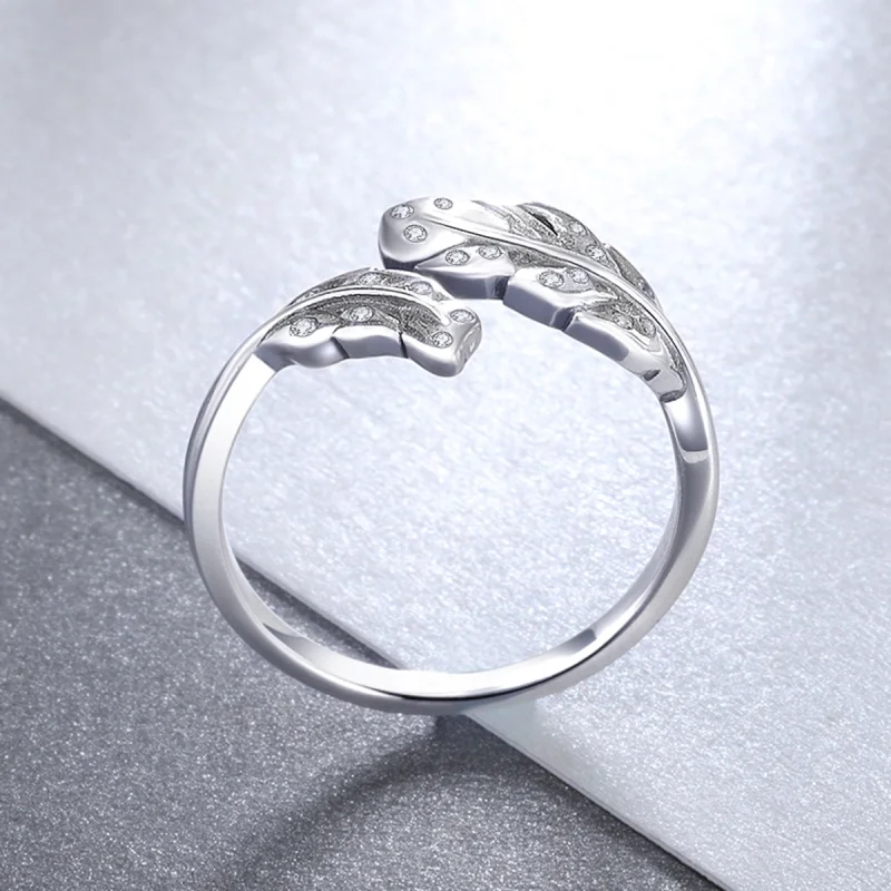 (Bild für) Offener Ring im Pandora-Stil mit elegantem Blattwerk - VSR155 - Ansicht 2
