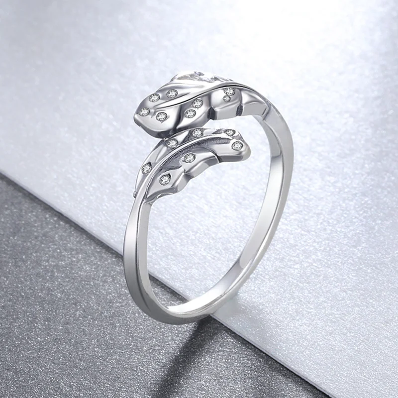 (Bild für) Offener Ring im Pandora-Stil mit elegantem Blattwerk - VSR155 - Ansicht 3