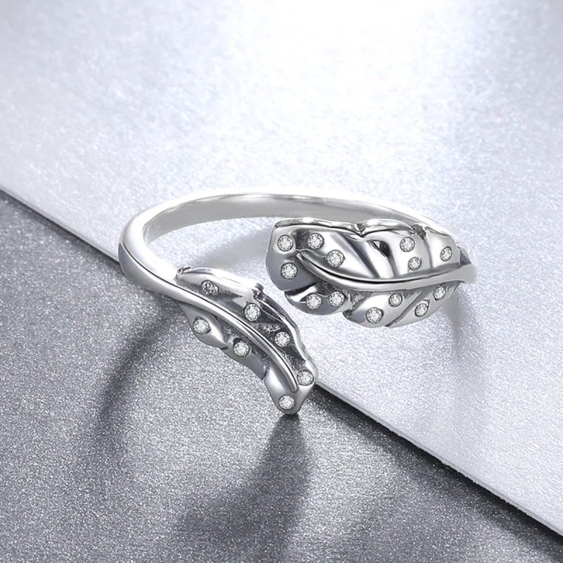 (Bild für) Offener Ring im Pandora-Stil mit elegantem Blattwerk - VSR155 - Ansicht 4