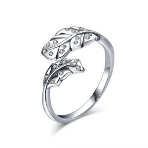 (Bild für) Offener Ring im Pandora-Stil mit elegantem Blattwerk - VSR155