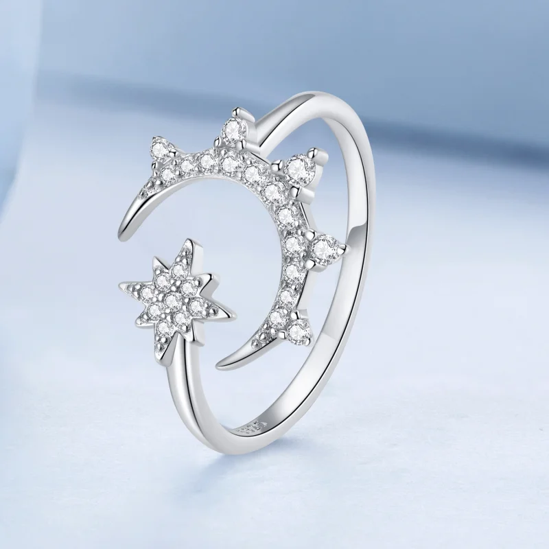 (Bild für) Offener Ring im Pandora-Stil mit Mond und Sternen - BSR300 - Ansicht 2