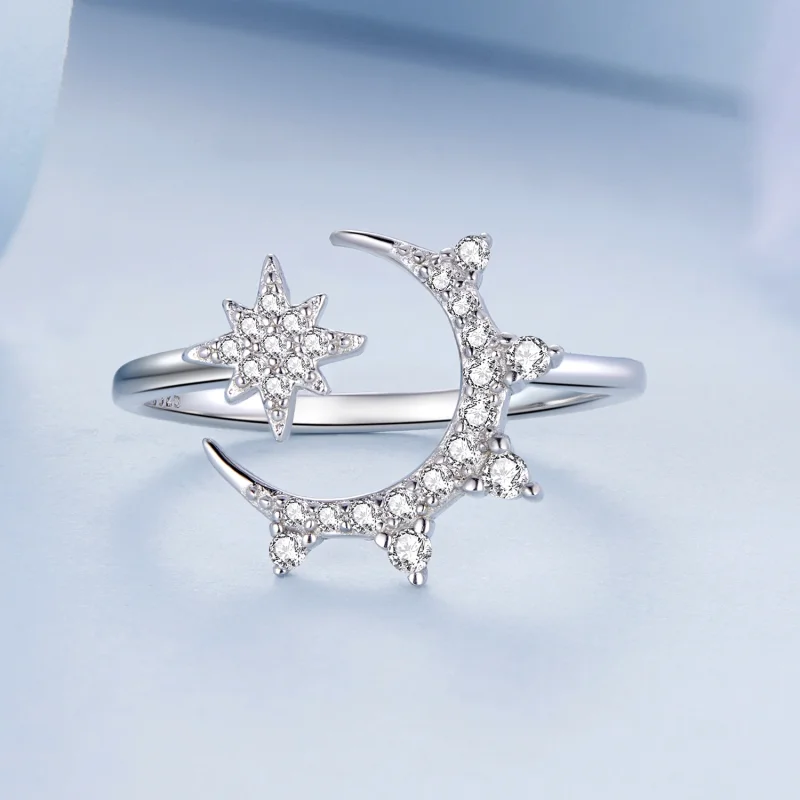 (Bild für) Offener Ring im Pandora-Stil mit Mond und Sternen - BSR300 - Ansicht 3