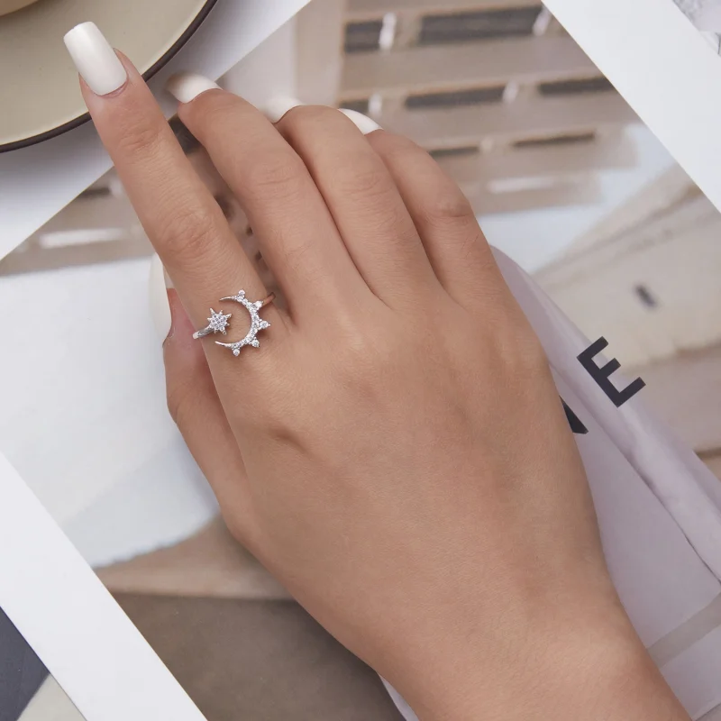 (Bild für) Offener Ring im Pandora-Stil mit Mond und Sternen - BSR300 - Ansicht 5