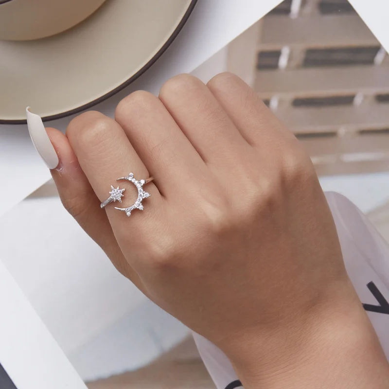(Bild für) Offener Ring im Pandora-Stil mit Mond und Sternen - BSR300 - Ansicht 6