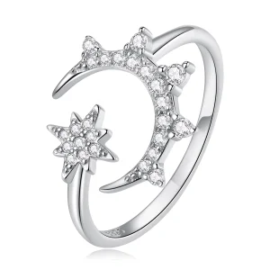 (Bild für) Offener Ring im Pandora-Stil mit Mond und Sternen - BSR300