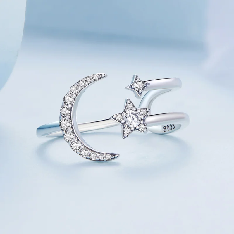 (Bild für) Offener Ring im Pandora-Stil mit Mond und Sternen - BSR305 - Ansicht 3