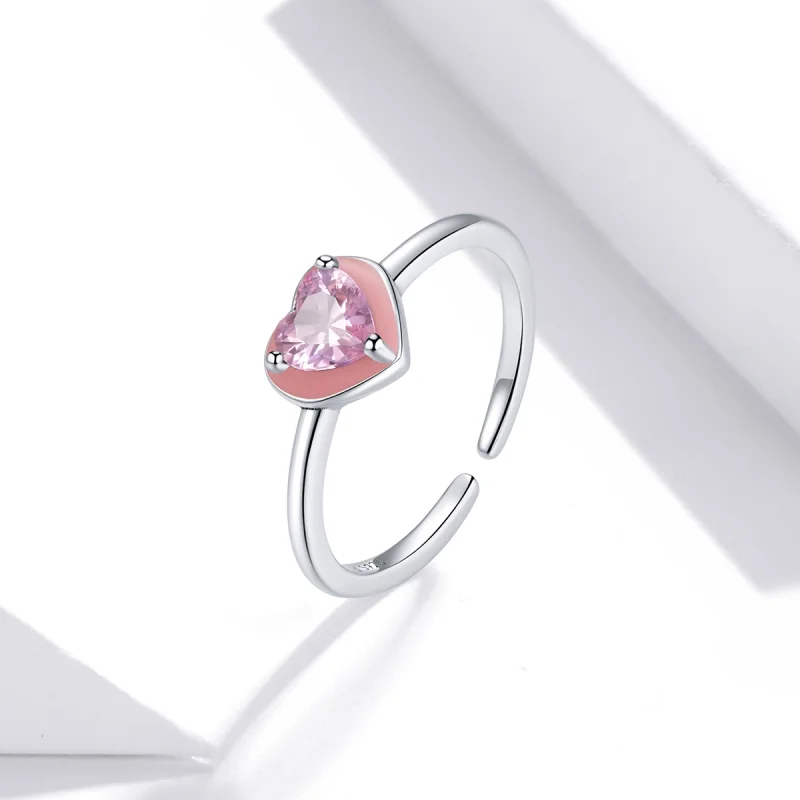 (Bild für) Offener Ring im Pandora-Stil mit offenem Herz und klarem Liebesring aus Silber - - Ansicht 2