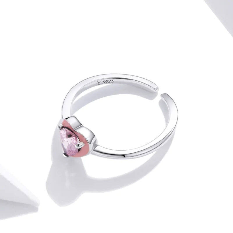 (Bild für) Offener Ring im Pandora-Stil mit offenem Herz und klarem Liebesring aus Silber - - Ansicht 3