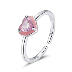 (Bild für) Offener Ring im Pandora-Stil mit offenem Herz und klarem Liebesring aus Silber - SCR717