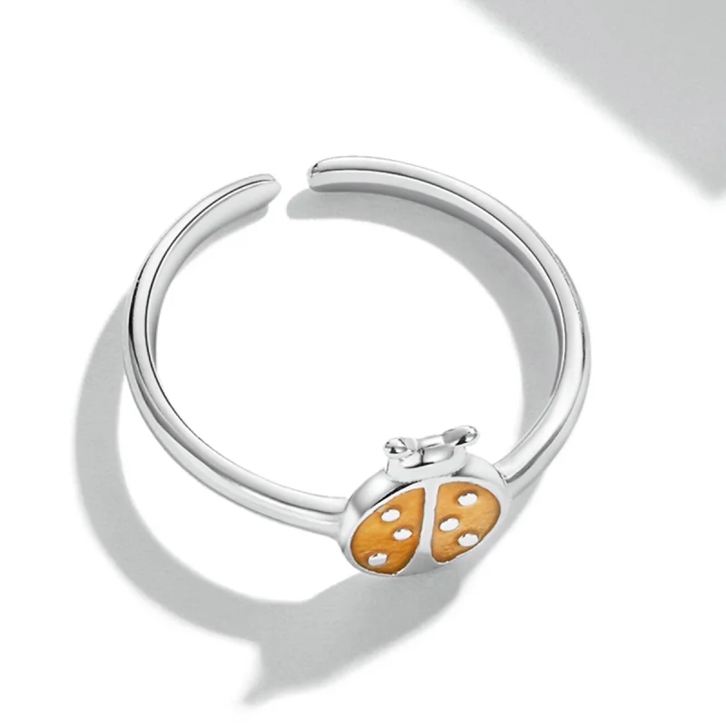 (Bild für) Offener Ring im Pandora-Stil mit orangefarbenem Marienkäfer - SCR774 - Ansicht 4