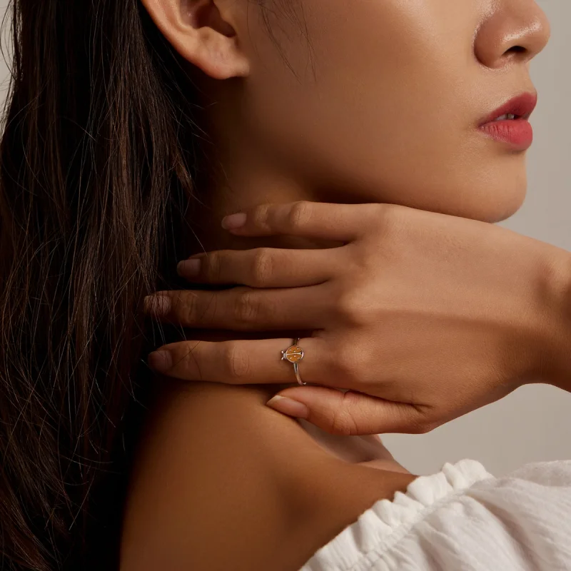 (Bild für) Offener Ring im Pandora-Stil mit orangefarbenem Marienkäfer - SCR774 - Ansicht 6