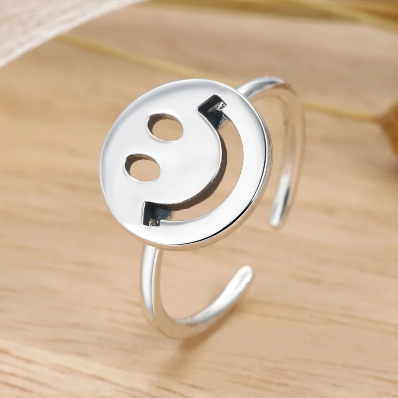 (Bild für) Offener Ring im Pandora-Stil mit süßem Smiley-Gesicht - VSR117 - Ansicht 3