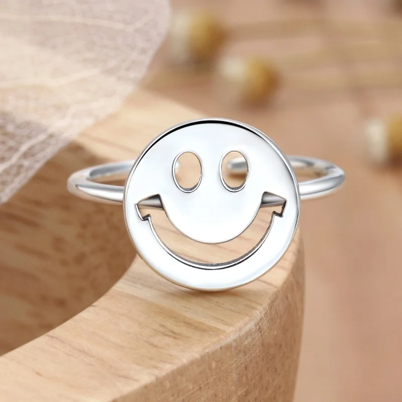 (Bild für) Offener Ring im Pandora-Stil mit süßem Smiley-Gesicht - VSR117 - Ansicht 5