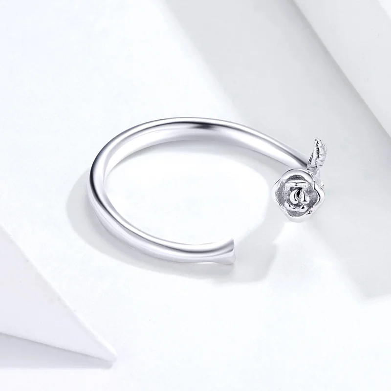(Bild für) Offener Ring im Pandora-Stil mit silberner Rose und Blume - BSR065 - Ansicht 2