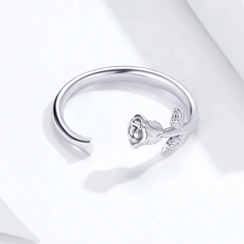 (Bild für) Offener Ring im Pandora-Stil mit silberner Rose und Blume - BSR065 - Ansicht 3