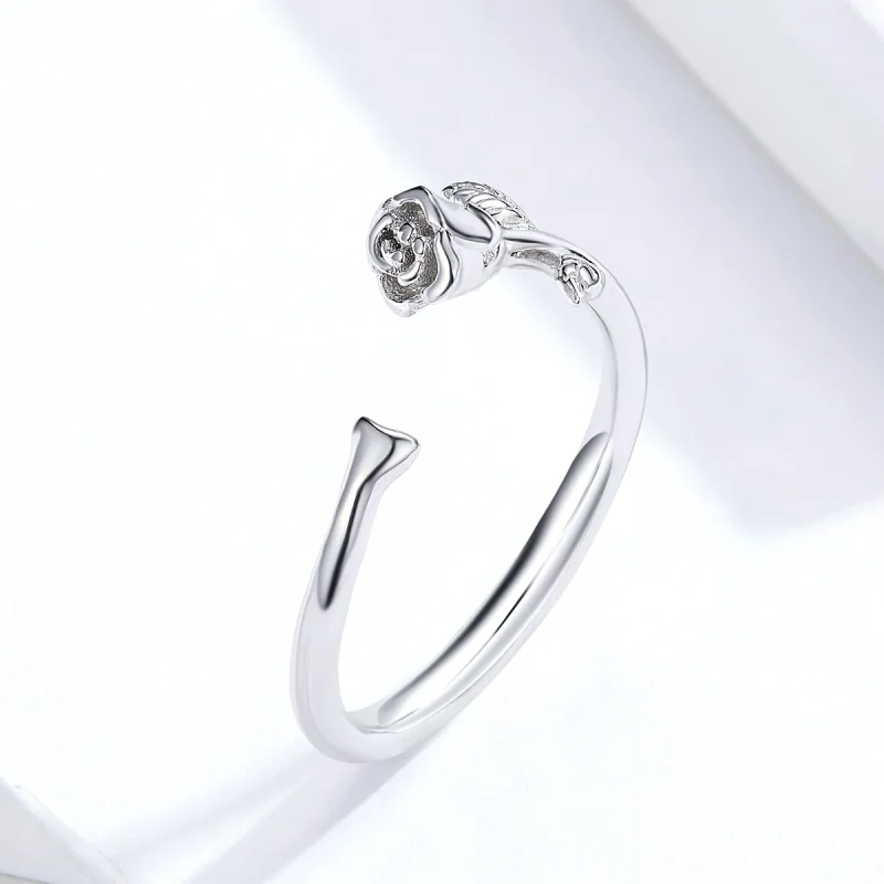 (Bild für) Offener Ring im Pandora-Stil mit silberner Rose und Blume - BSR065 - Ansicht 4