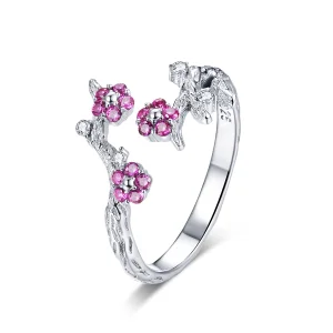 (Bild für) Offener Ring im Pandora-Stil, Silber, Pflaumenblüte - BSR022