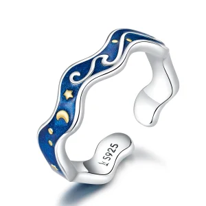 (Bild für) Offener Ring im Pandora-Stil, silberner Sternenhimmel von Van Gogh - SCR608