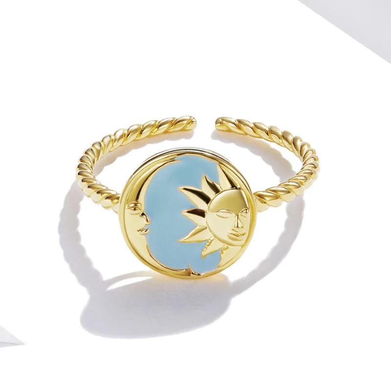 (Bild für) Offener Ring im Pandora-Stil, Sonne und Mond scheinen zusammen - SCR732 - Ansicht 3