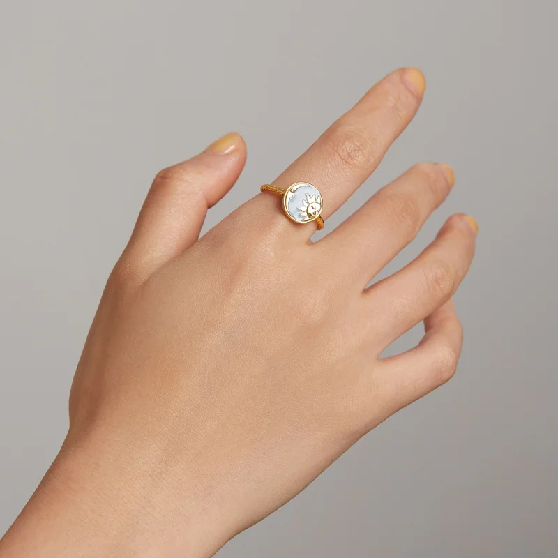 (Bild für) Offener Ring im Pandora-Stil, Sonne und Mond scheinen zusammen - SCR732 - Ansicht 5