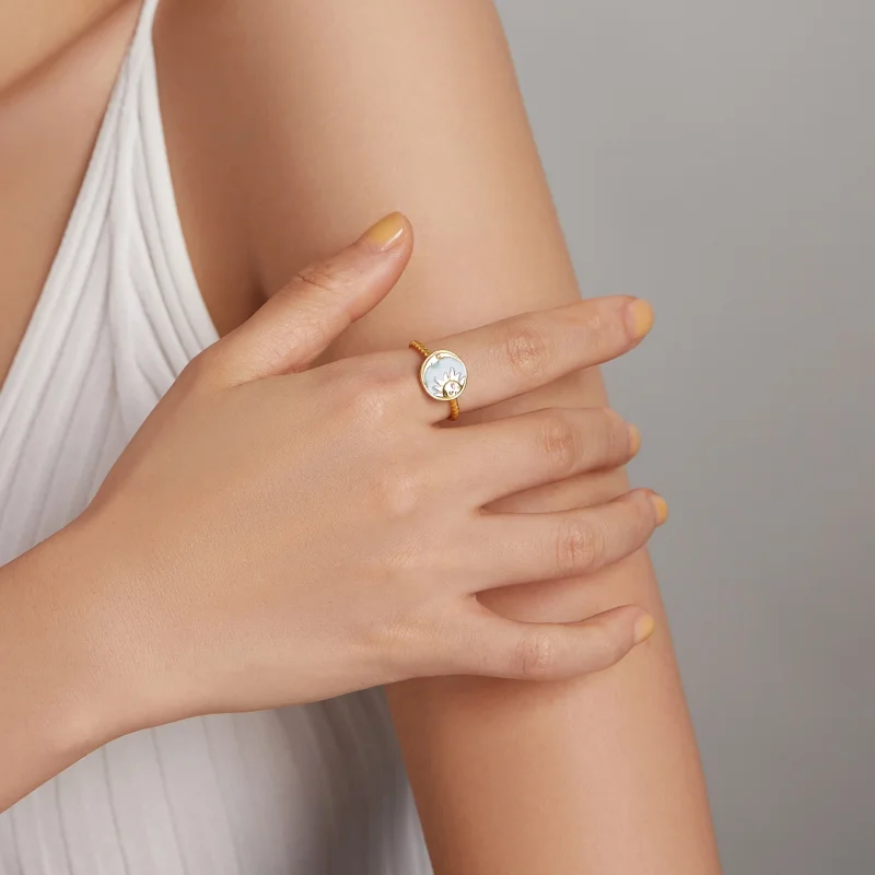 (Bild für) Offener Ring im Pandora-Stil, Sonne und Mond scheinen zusammen - SCR732 - Ansicht 7