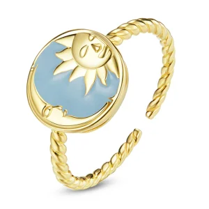 (Bild für) Offener Ring im Pandora-Stil, Sonne und Mond scheinen zusammen - SCR732
