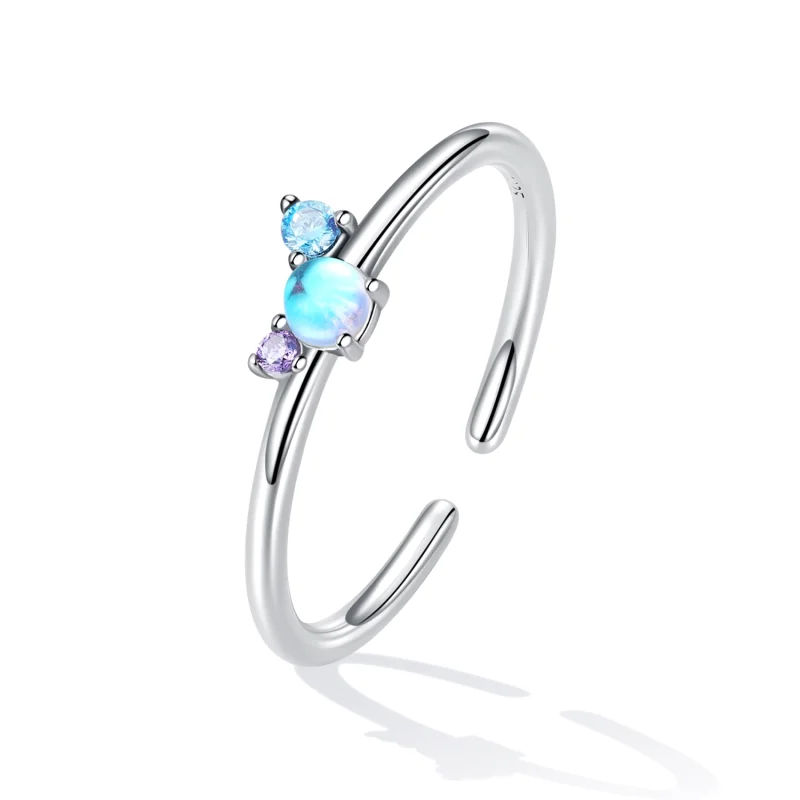 (Bild für) Offener Ring mit buntem Mondstein im Pandora-Stil - SCR824 - Ansicht 2