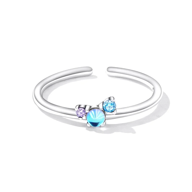 (Bild für) Offener Ring mit buntem Mondstein im Pandora-Stil - SCR824 - Ansicht 3