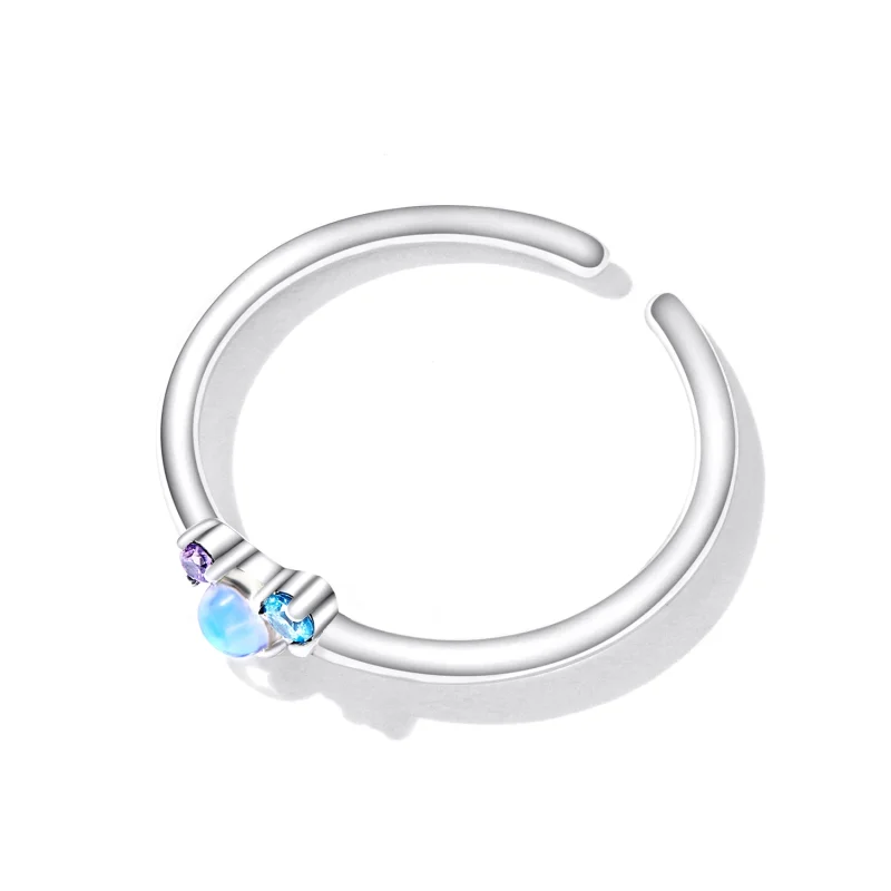 (Bild für) Offener Ring mit buntem Mondstein im Pandora-Stil - SCR824 - Ansicht 4