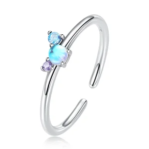 (Bild für) Offener Ring mit buntem Mondstein im Pandora-Stil - SCR824