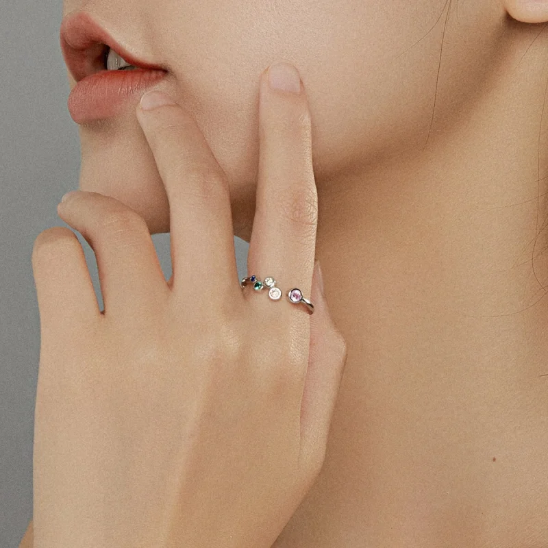 (Bild für) Offener Ring mit bunten Blasen im Pandora-Stil - BSR149 - Ansicht 8