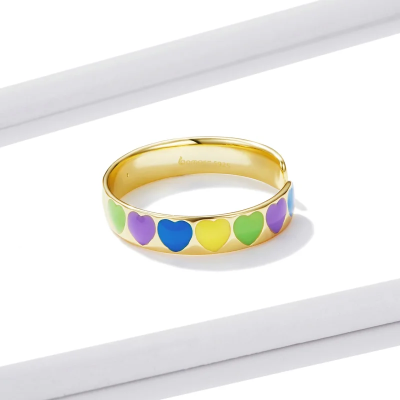 (Bild für) Offener Ring mit bunten Herzen im Pandora-Stil - BSR222 - Ansicht 4