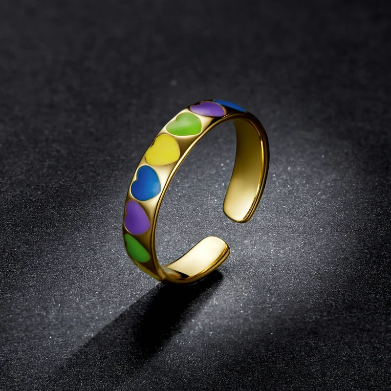 (Bild für) Offener Ring mit bunten Herzen im Pandora-Stil - BSR222 - Ansicht 5