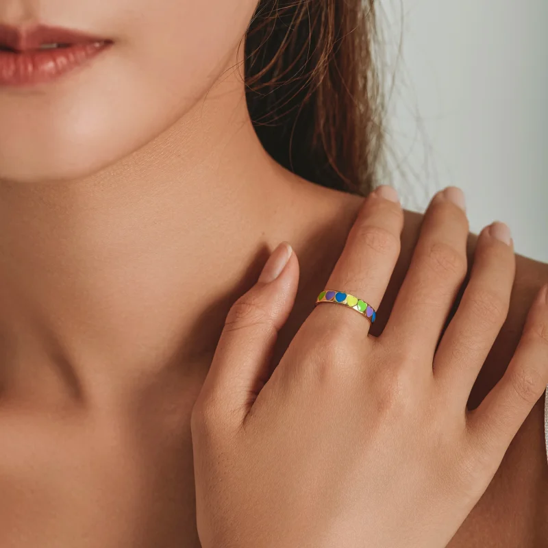 (Bild für) Offener Ring mit bunten Herzen im Pandora-Stil - BSR222 - Ansicht 7