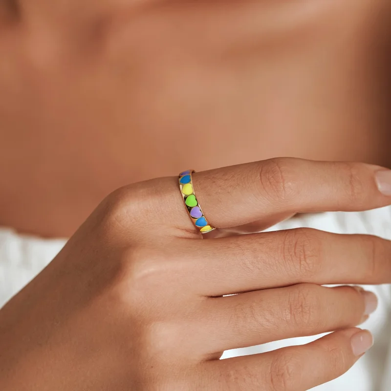 (Bild für) Offener Ring mit bunten Herzen im Pandora-Stil - BSR222 - Ansicht 8