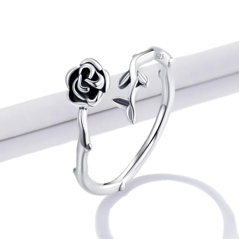 (Bild für) Offener Ring mit Dornenrose im Pandora-Stil - BSR196 - Ansicht 2