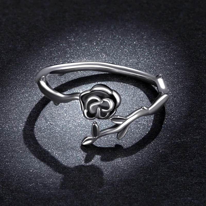 (Bild für) Offener Ring mit Dornenrose im Pandora-Stil - BSR196 - Ansicht 5